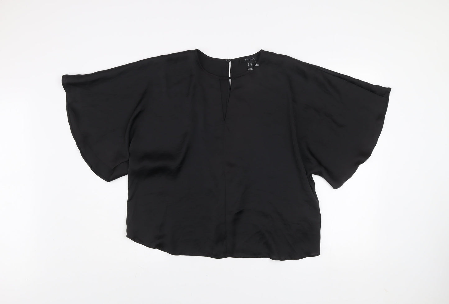 New Look Women Black Kimono Blouse Size 14 Relaxed Fit Polyester