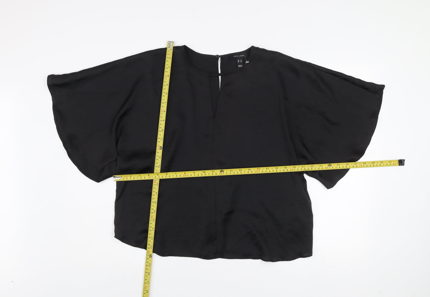 New Look Women Black Kimono Blouse Size 14 Relaxed Fit Polyester