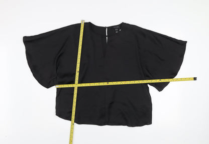 New Look Women Black Kimono Blouse Size 14 Relaxed Fit Polyester