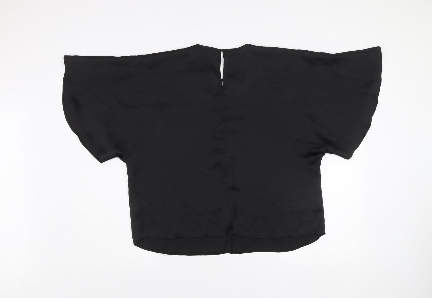 New Look Women Black Kimono Blouse Size 14 Relaxed Fit Polyester