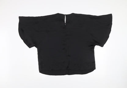 New Look Women Black Kimono Blouse Size 14 Relaxed Fit Polyester