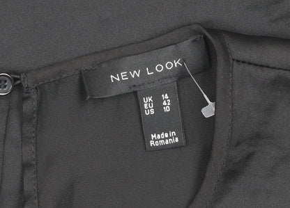 New Look Women Black Kimono Blouse Size 14 Relaxed Fit Polyester