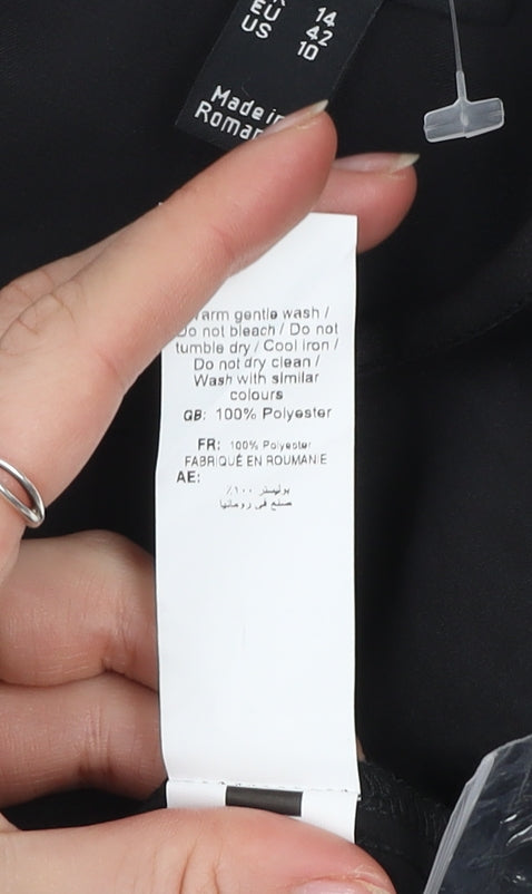 New Look Women Black Kimono Blouse Size 14 Relaxed Fit Polyester