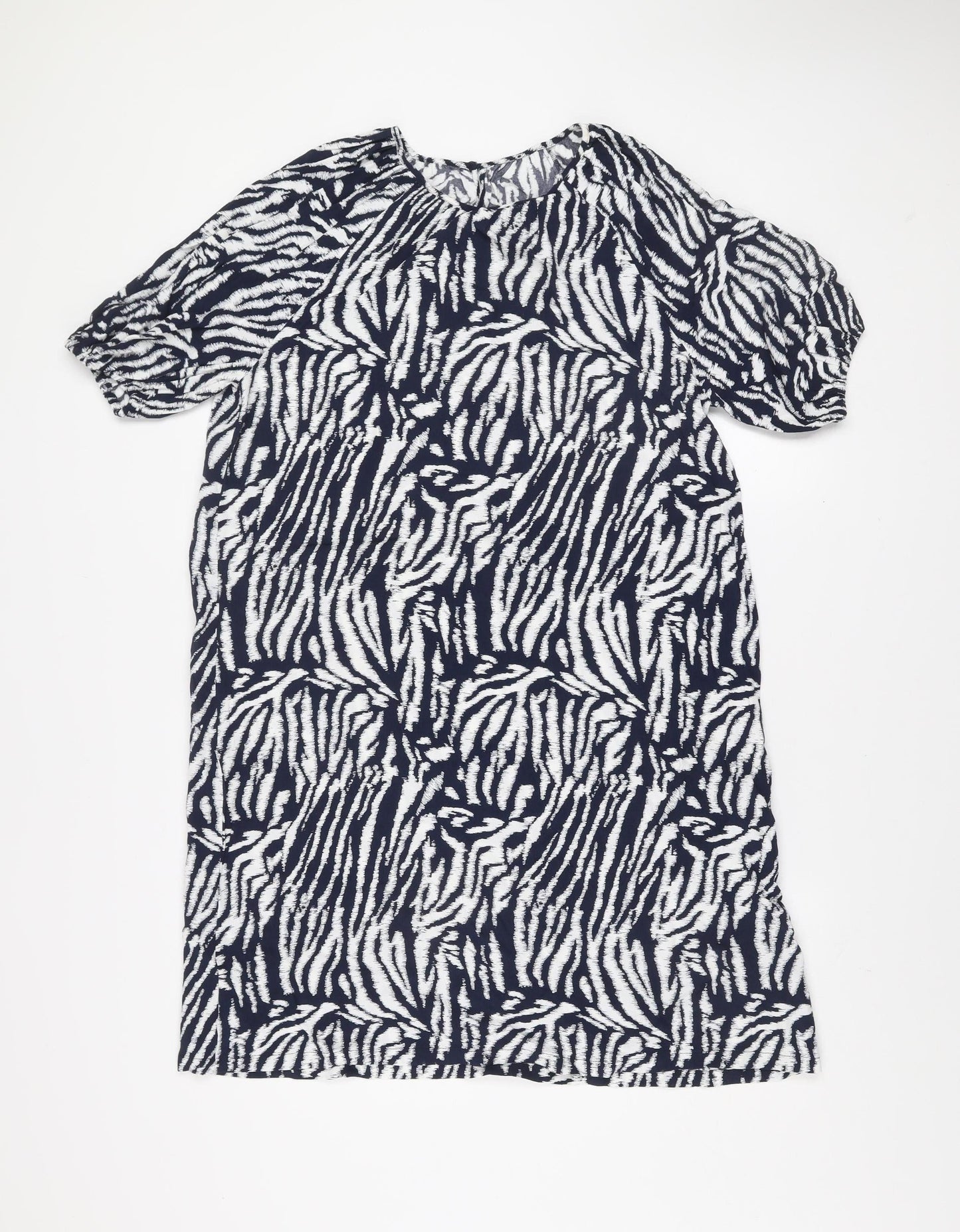 Marks and Spencer Women Blue Zebra Print Short Sleeve Shift Dress Size 10