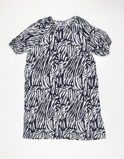 Marks and Spencer Women Blue Zebra Print Short Sleeve Shift Dress Size 10