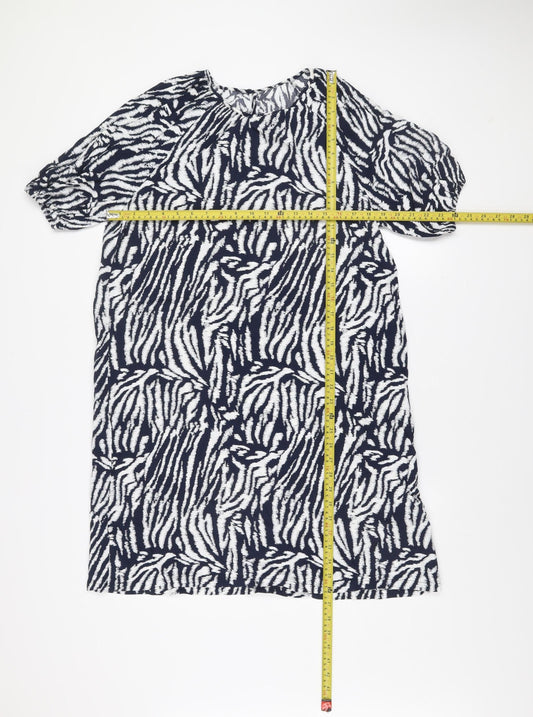 Marks and Spencer Women Blue Zebra Print Short Sleeve Shift Dress Size 10
