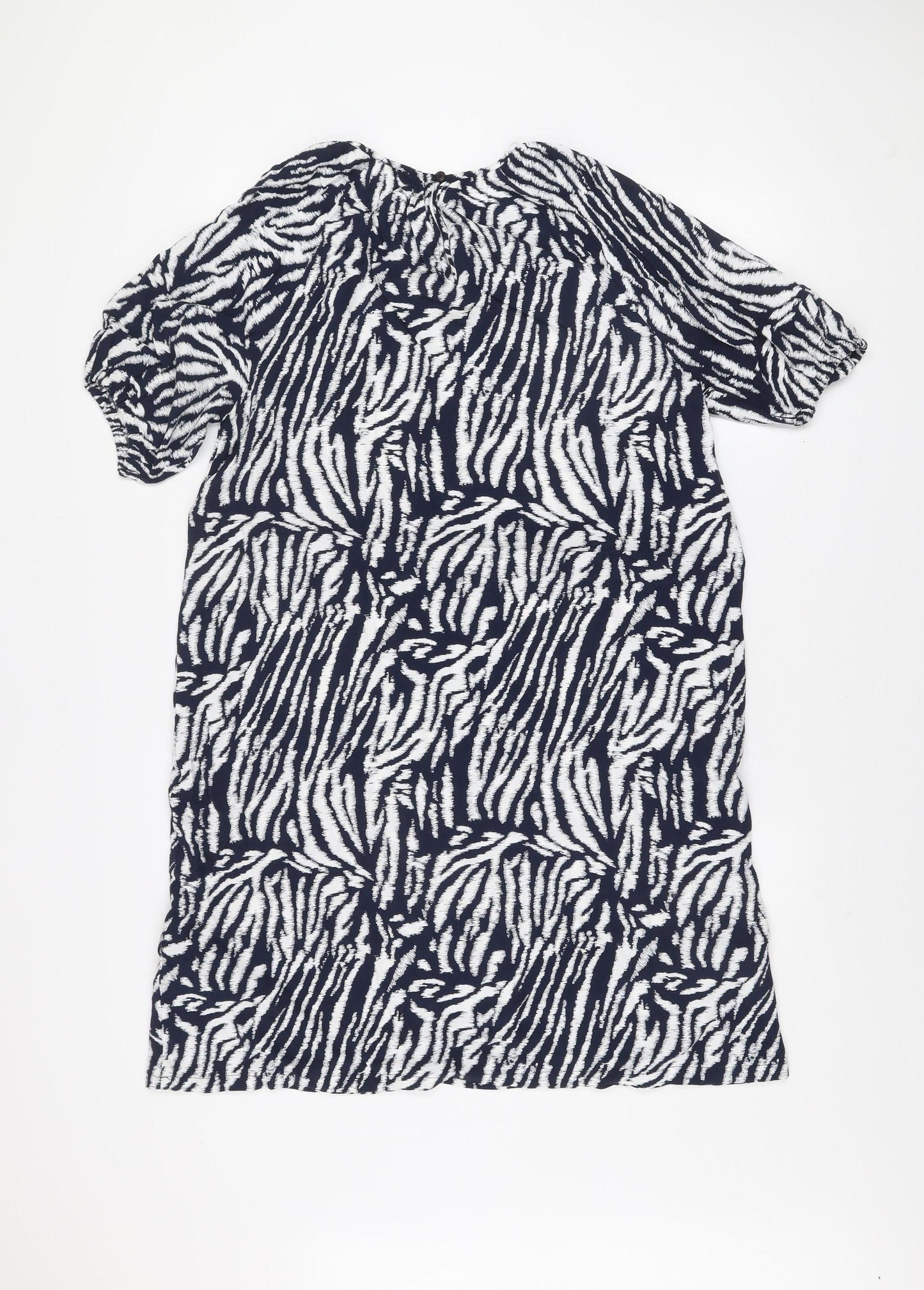 Marks and Spencer Women Blue Zebra Print Short Sleeve Shift Dress Size 10