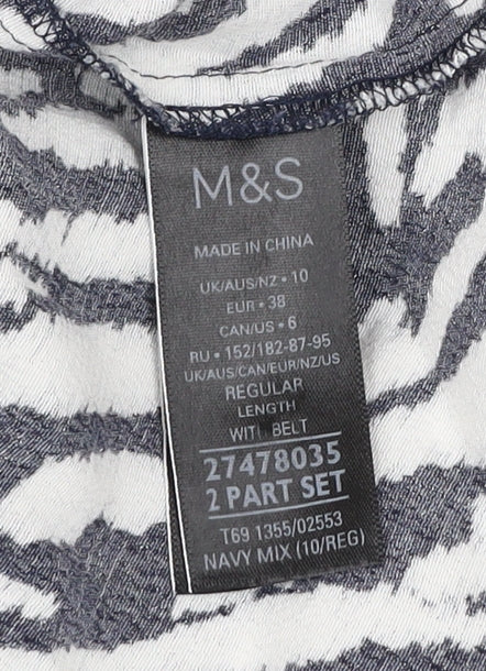 Marks and Spencer Women Blue Zebra Print Short Sleeve Shift Dress Size 10