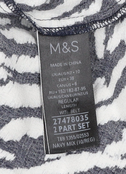 Marks and Spencer Women Blue Zebra Print Short Sleeve Shift Dress Size 10