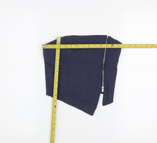 Bershka Women Blue Cropped Strapless Zip Top Size 12