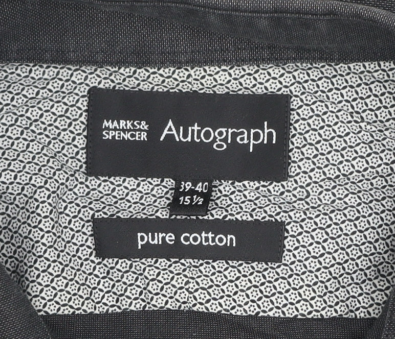 Marks and Spencer Autograph Men’s Black 15.5 Regular Fit Long Sleeve Cotton Shirt
