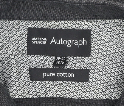 Marks and Spencer Autograph Men’s Black 15.5 Regular Fit Long Sleeve Cotton Shirt