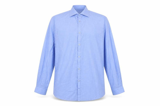 Front view of Dunnes Men's Blue Slim Fit Long Sleeve Button-Up Shirt, size 16