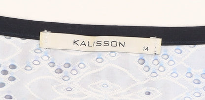 Womens UK Size 14 Kalisson Blue Jersey T-Shirt