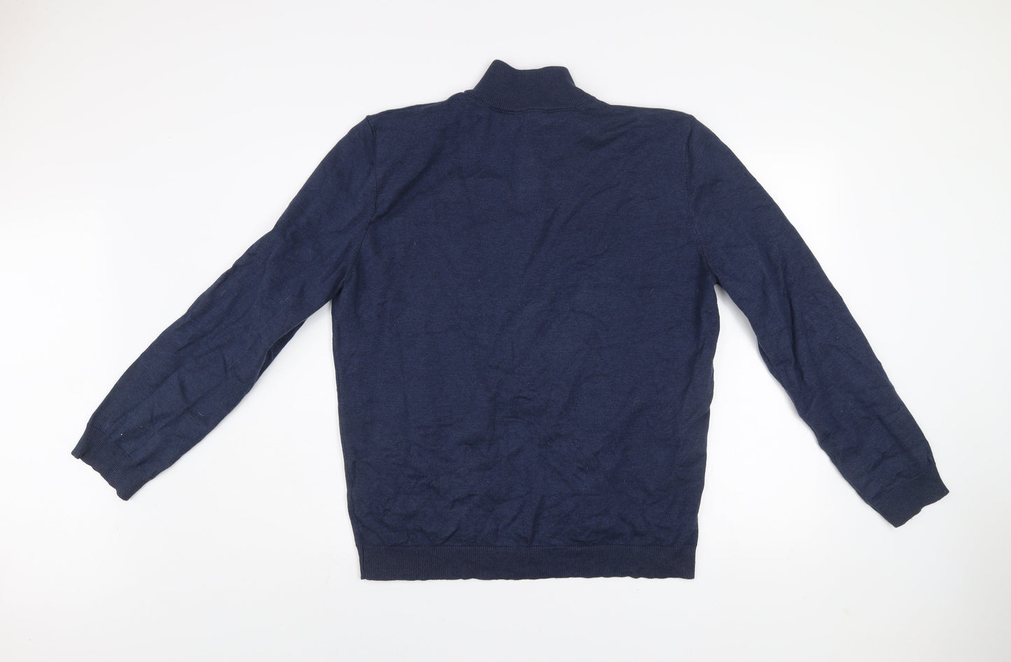 Paul Costelloe Living Men's Blue Large Mock Neck Henley Jumper