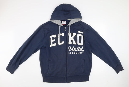 Ecko Unltd. Men's Blue Full Zip Hoodie Jacket Size L Regular Fit