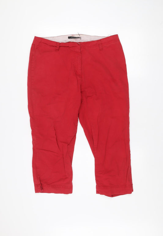 St. Bernard Women Red Cotton Stretch Capri Trousers Size 16