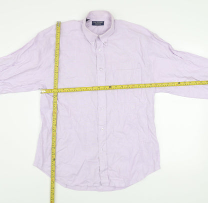 C.M.C. Clothing Men’s Purple Cotton Button-Up Shirt 15.5 Regular Fit