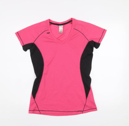 Regatta Womens Pink Black V-Neck Short Sleeve Activewear T-Shirt UK 10