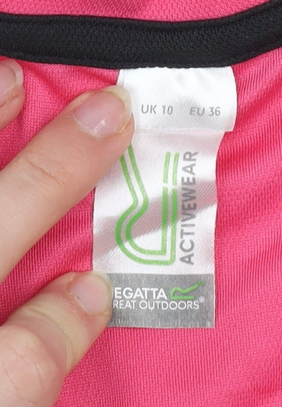 Regatta Womens Pink Black V-Neck Short Sleeve Activewear T-Shirt UK 10