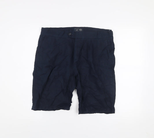 Paul Costelloe Men's Blue Linen Chino Shorts 32in Waist