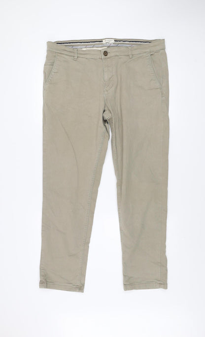 Selected Homme Men's Beige Chino Trousers W38 L34 Organic Cotton Blend