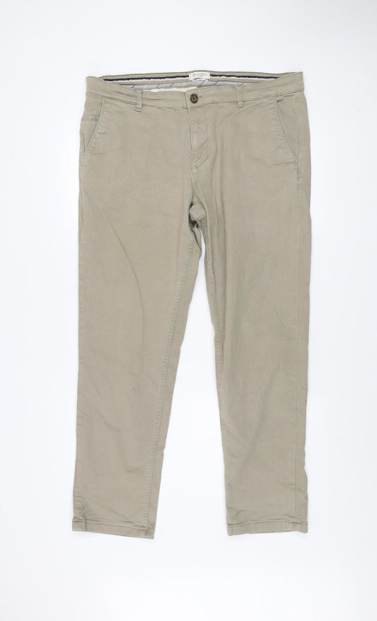 Selected Homme Men's Beige Chino Trousers W38 L34 Organic Cotton Blend