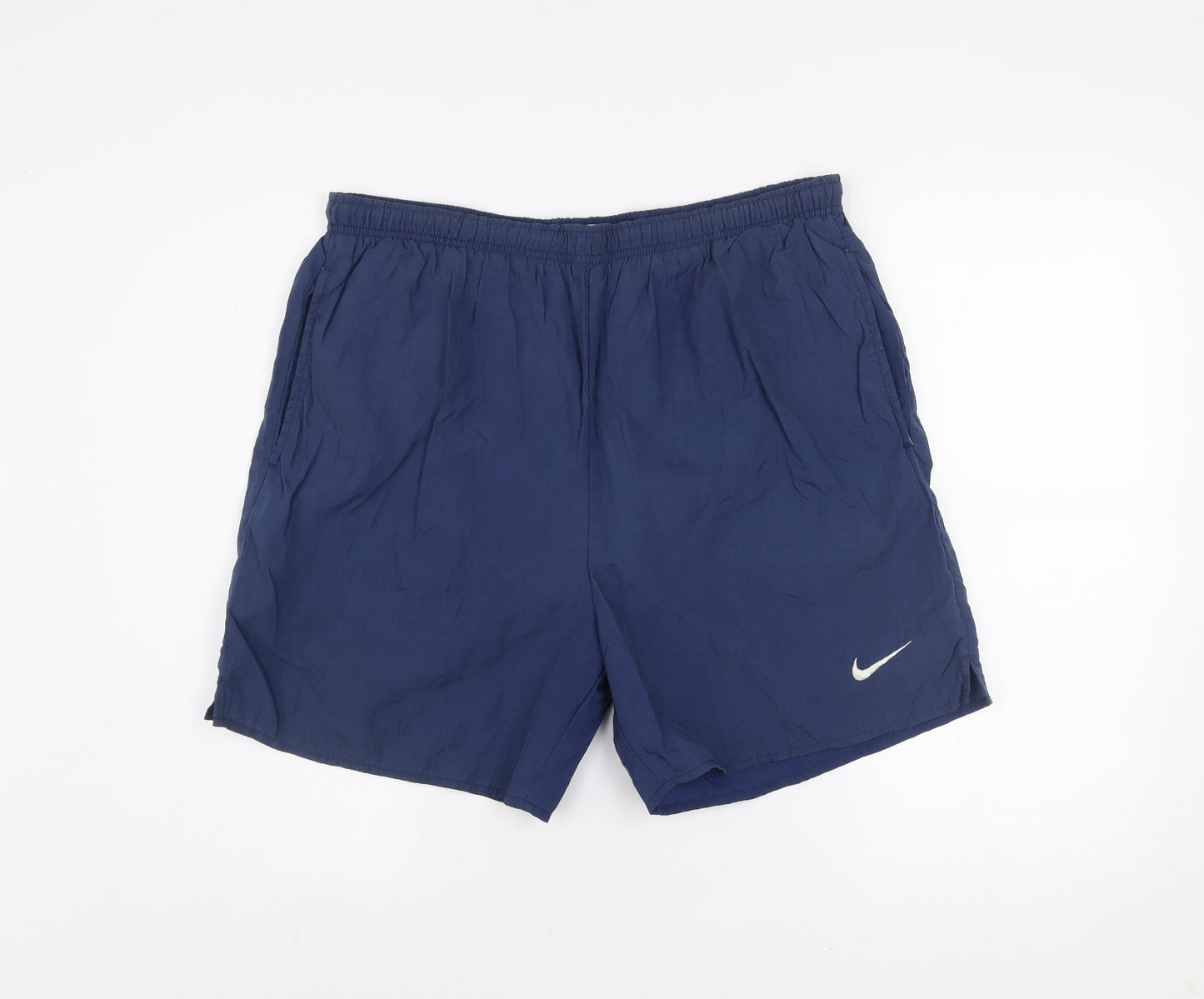 Nike Men's Blue Athletic Running Shorts L Elastic Waist Quick Dry