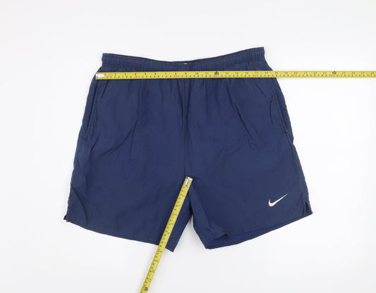 Nike Men's Blue Athletic Running Shorts L Elastic Waist Quick Dry