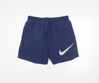 Nike Men's Blue Athletic Running Shorts L Elastic Waist Quick Dry