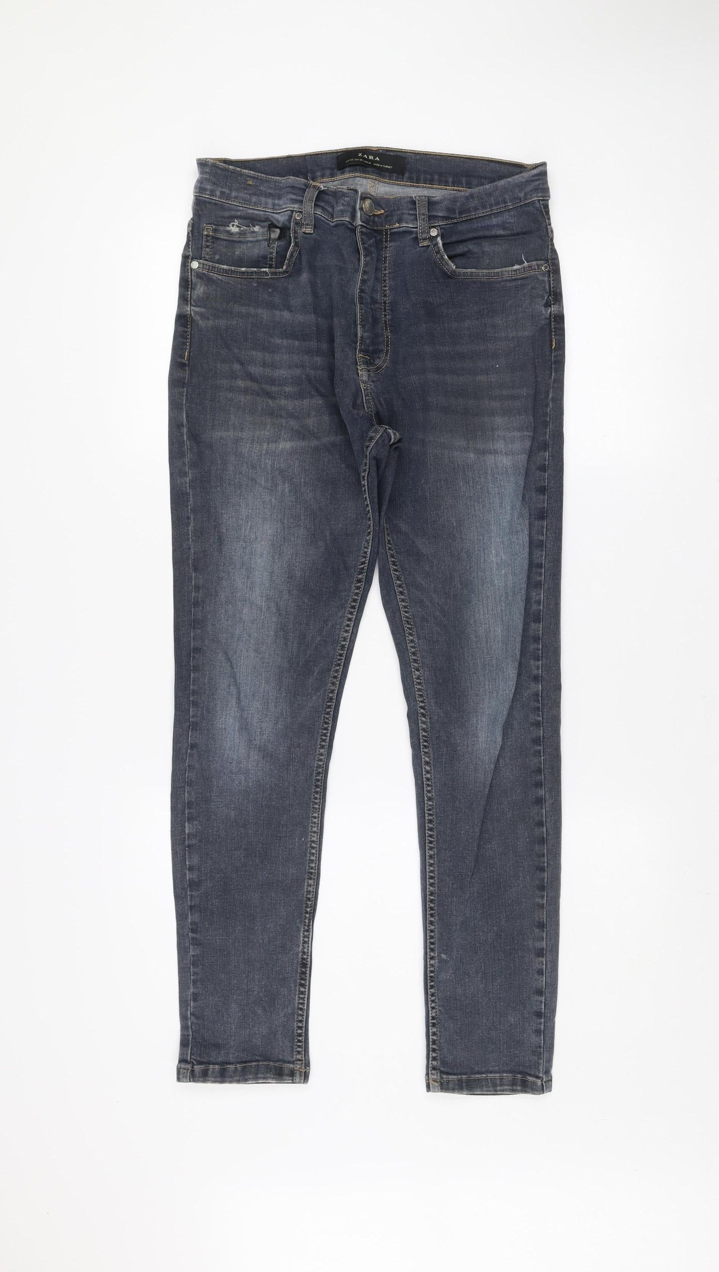 Zara Mens Blue Slim Fit Straight Denim Jeans Size 32