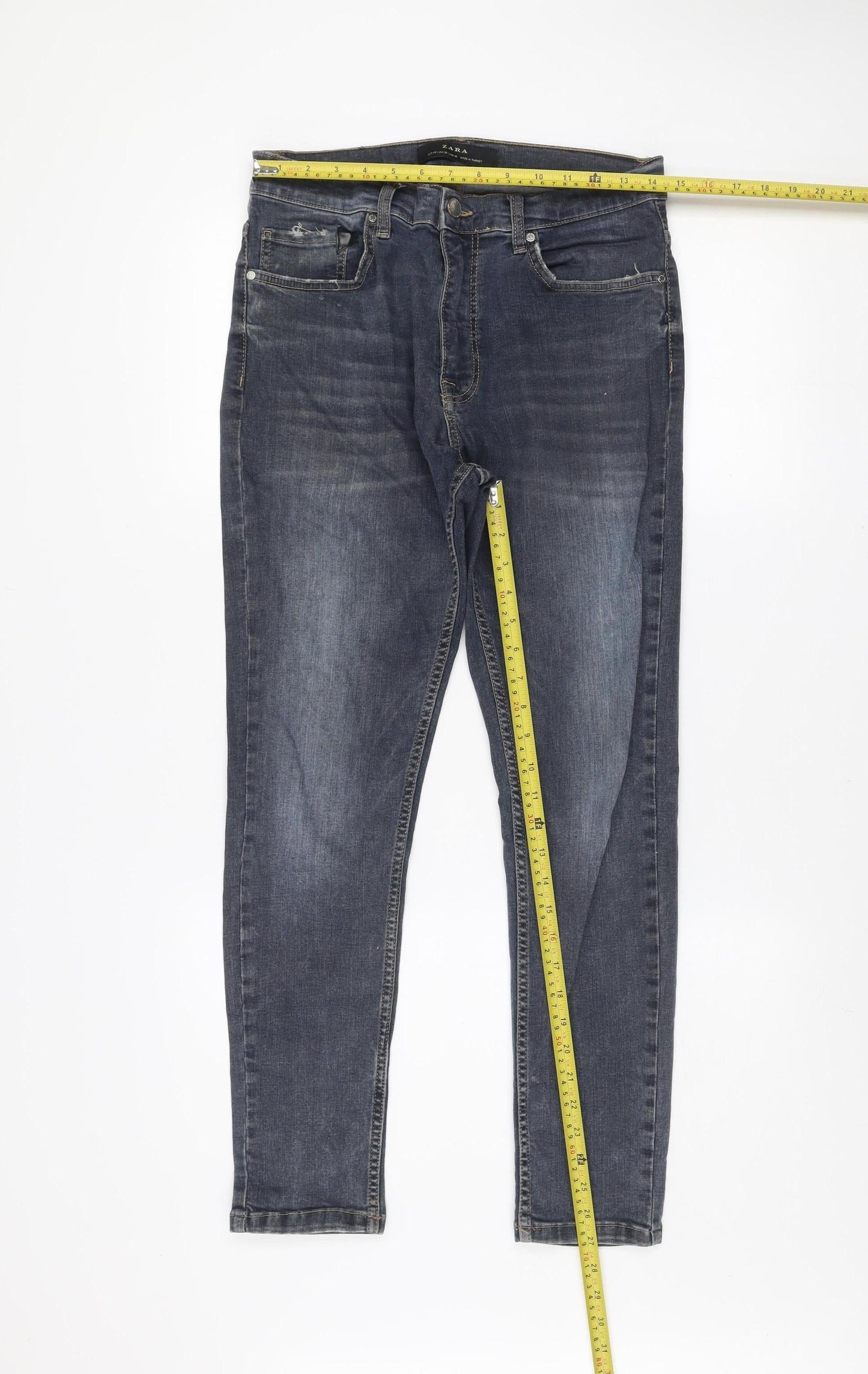 Zara Mens Blue Slim Fit Straight Denim Jeans Size 32