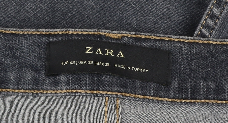 Zara Mens Blue Slim Fit Straight Denim Jeans Size 32