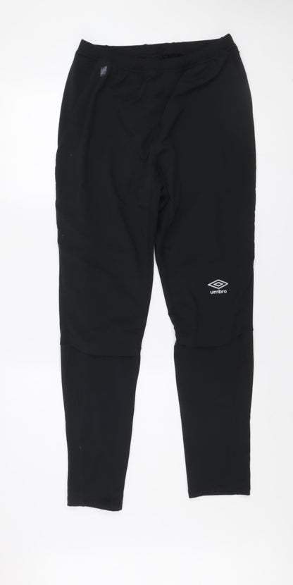 Umbro Mens Black L Track Pants Athletic Fit Quick Dry Activewear Trousers