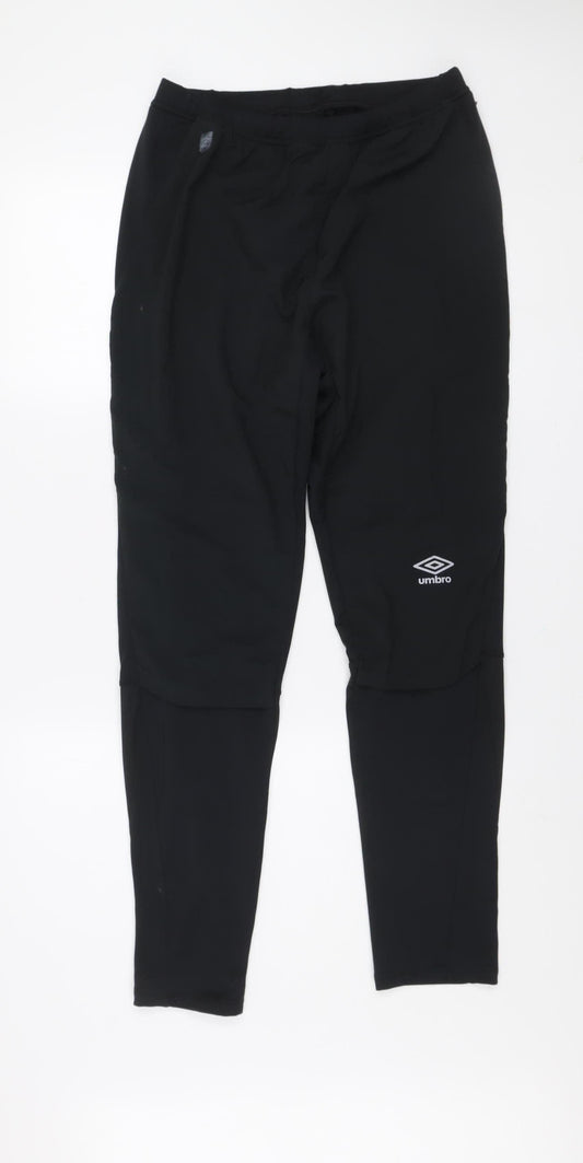 Umbro Mens Black L Track Pants Athletic Fit Quick Dry Activewear Trousers