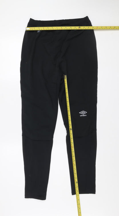 Umbro Mens Black L Track Pants Athletic Fit Quick Dry Activewear Trousers