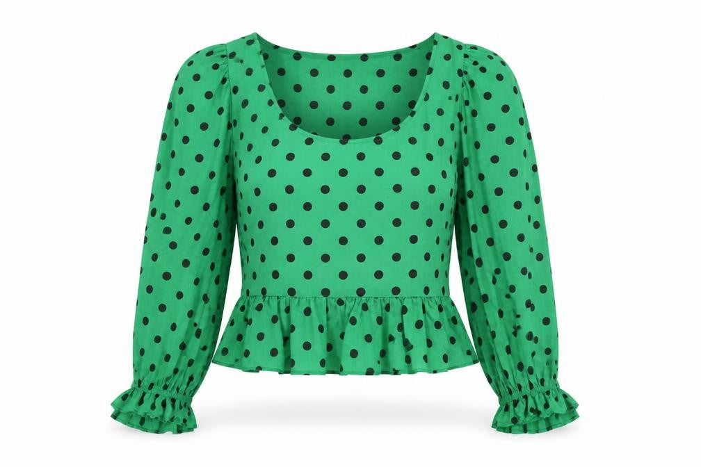 Womens UK Size S Zara Green Cropped Blouse