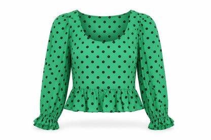 Womens UK Size S Zara Green Cropped Blouse