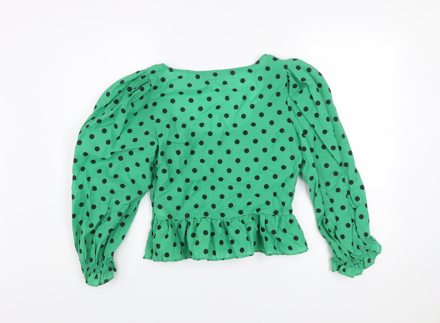 Womens UK Size S Zara Green Cropped Blouse
