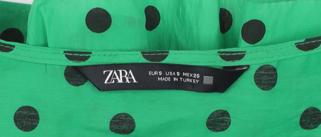 Womens UK Size S Zara Green Cropped Blouse