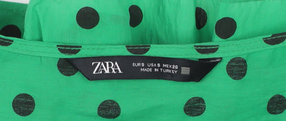 Womens UK Size S Zara Green Cropped Blouse