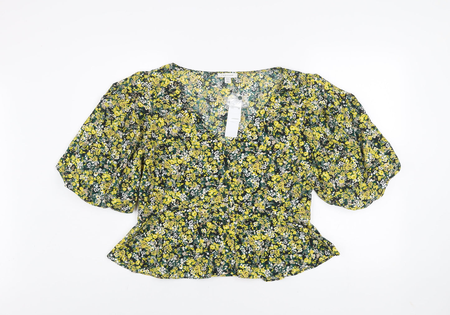 Womens UK Size 16 Topshop Multicoloured Cropped Blouse