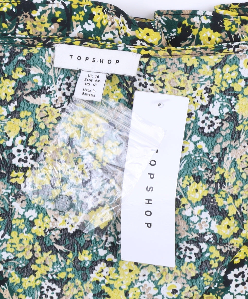 Womens UK Size 16 Topshop Multicoloured Cropped Blouse
