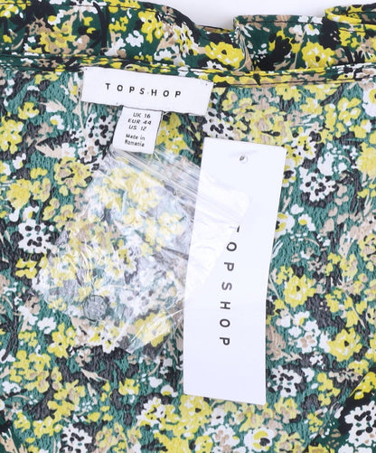 Womens UK Size 16 Topshop Multicoloured Cropped Blouse