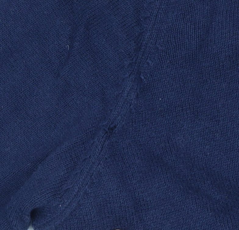 Luke Men's Blue Small 1/4 Zip Cotton Jumper High Neck Knitwear