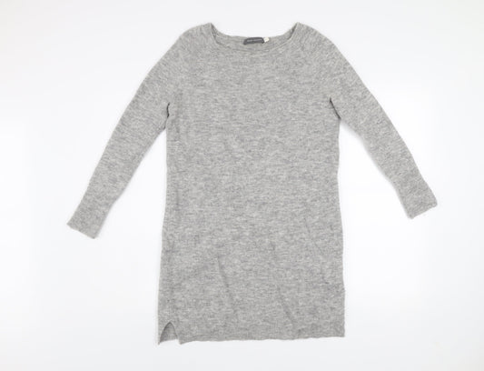 Mint Velvet Women Grey Size 10 Jumper Dress Wool Blend Long Sleeve