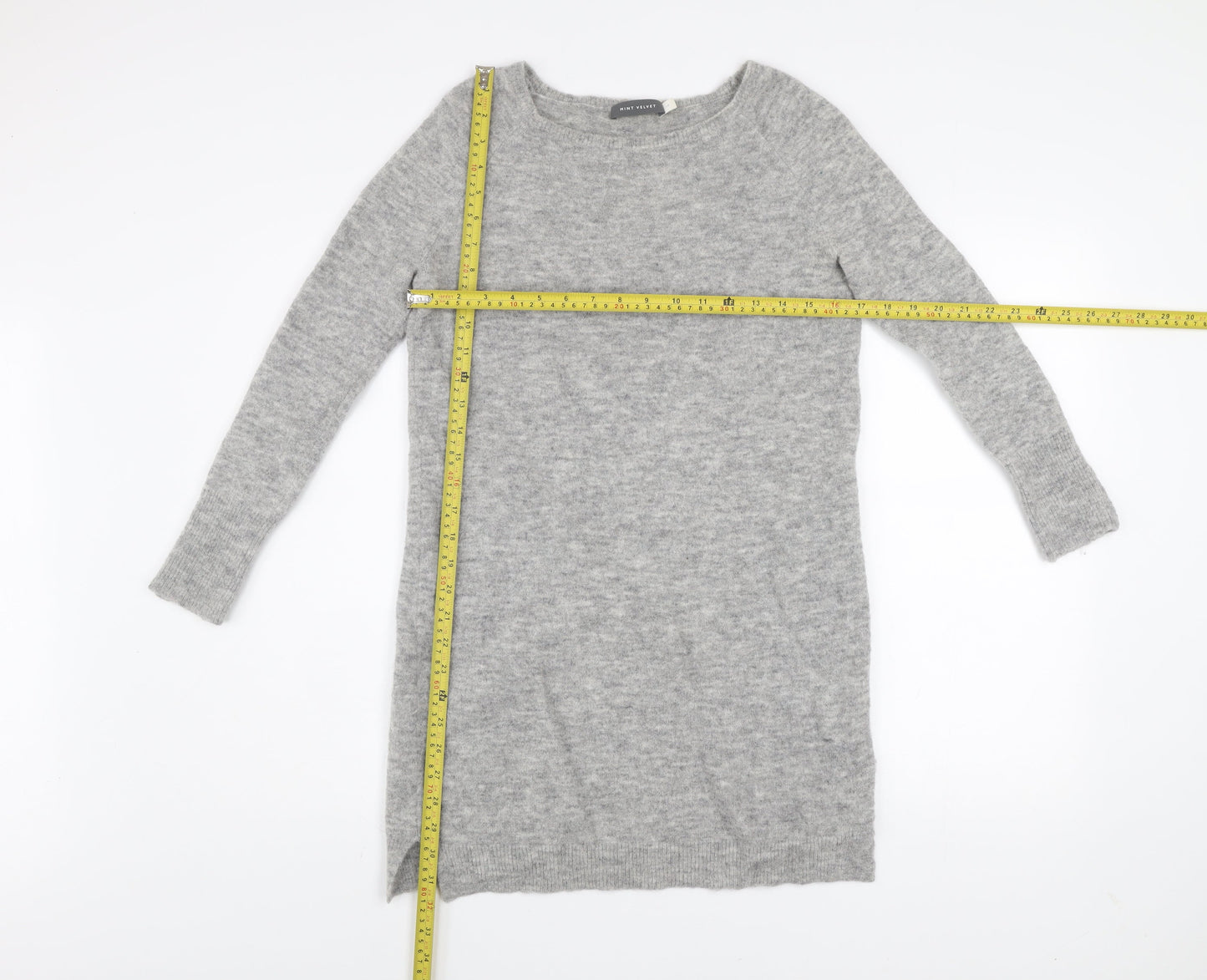 Mint Velvet Women Grey Size 10 Jumper Dress Wool Blend Long Sleeve