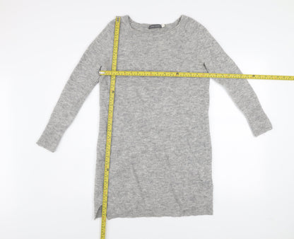 Mint Velvet Women Grey Size 10 Jumper Dress Wool Blend Long Sleeve