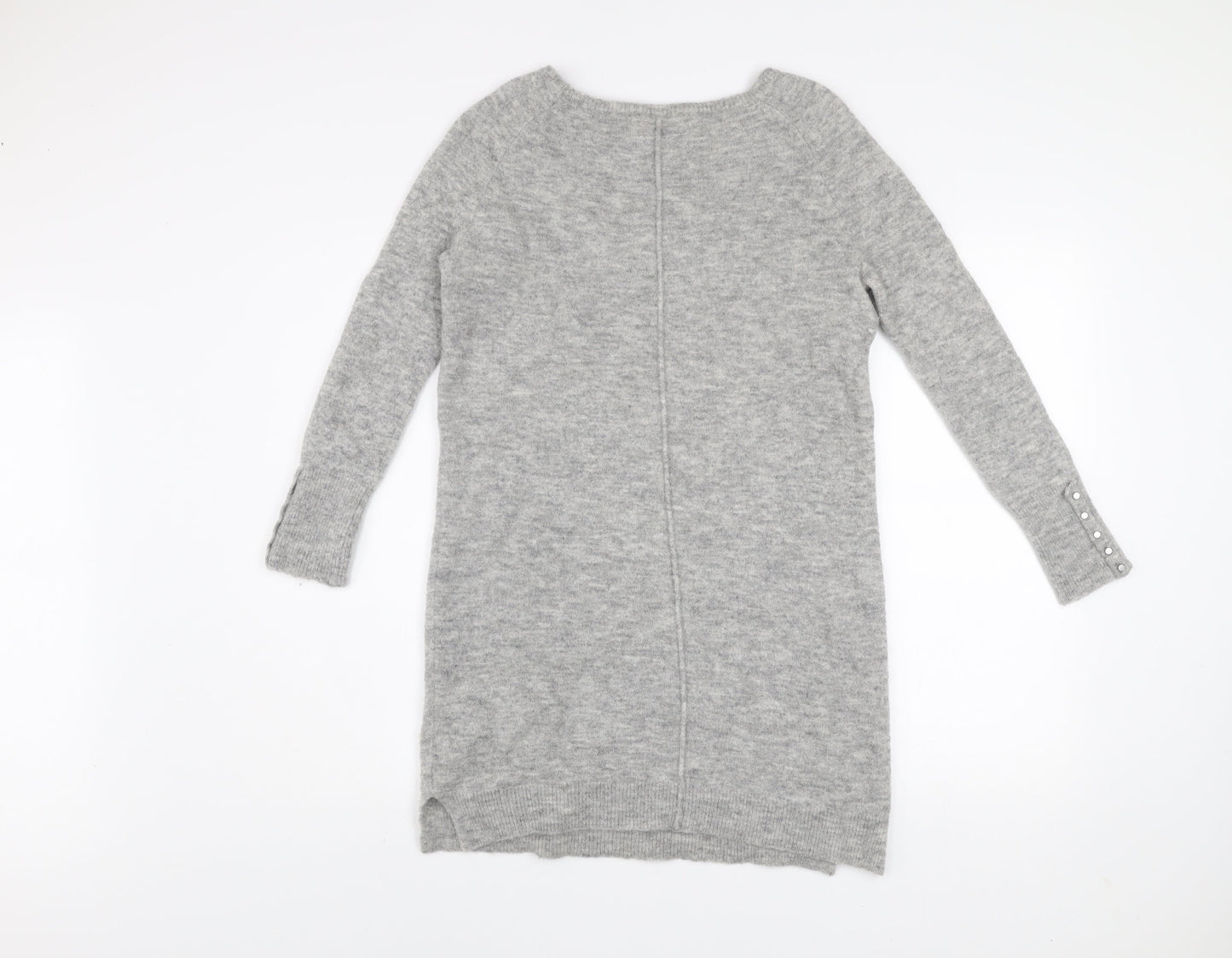 Mint Velvet Women Grey Size 10 Jumper Dress Wool Blend Long Sleeve