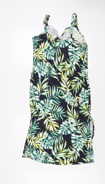 F&F Women’s Multicoloured Size 14 Tropical Knee Length Slip Dress